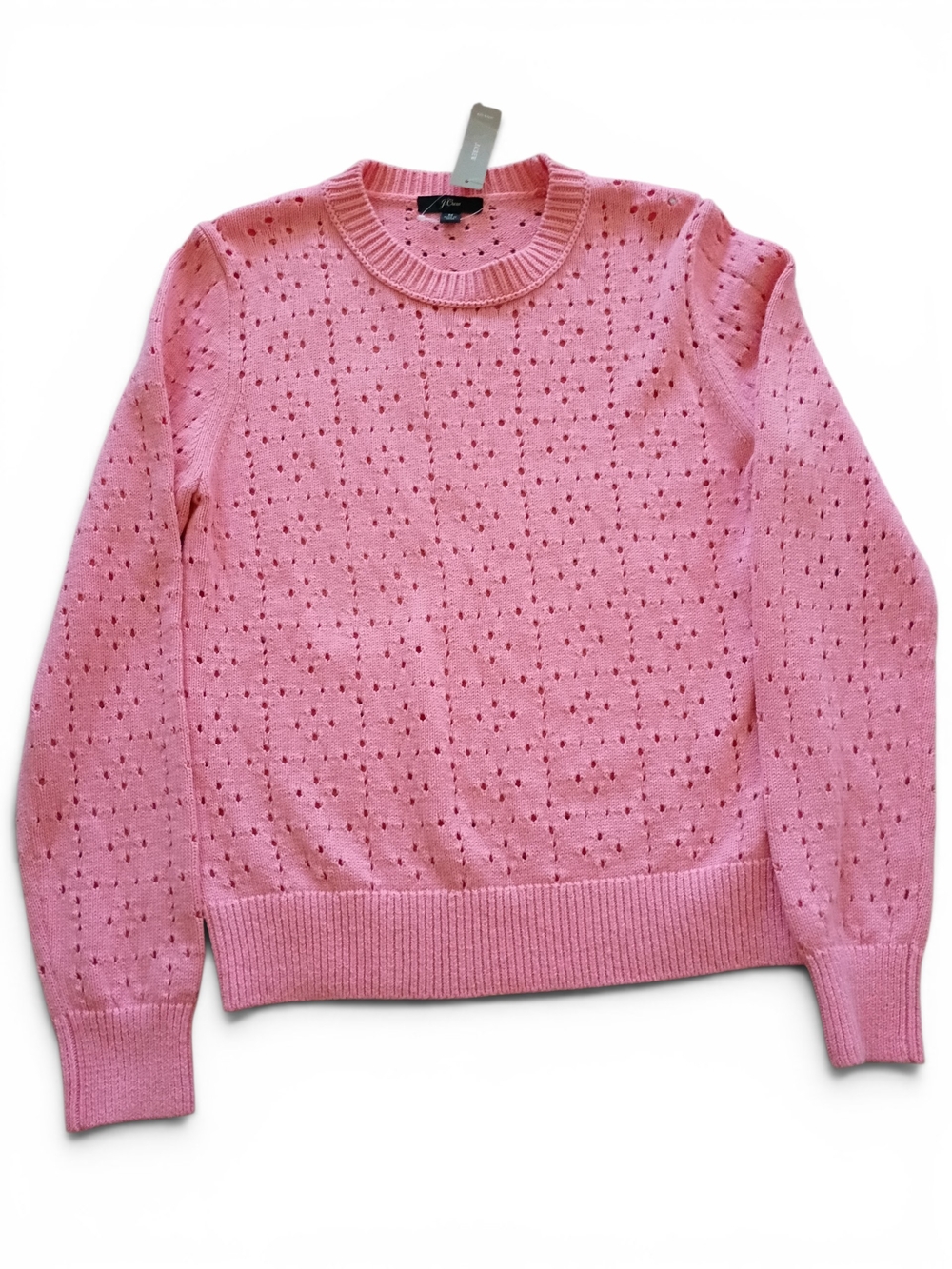 J. Crew Pink Eyelet Crewneck Sweater